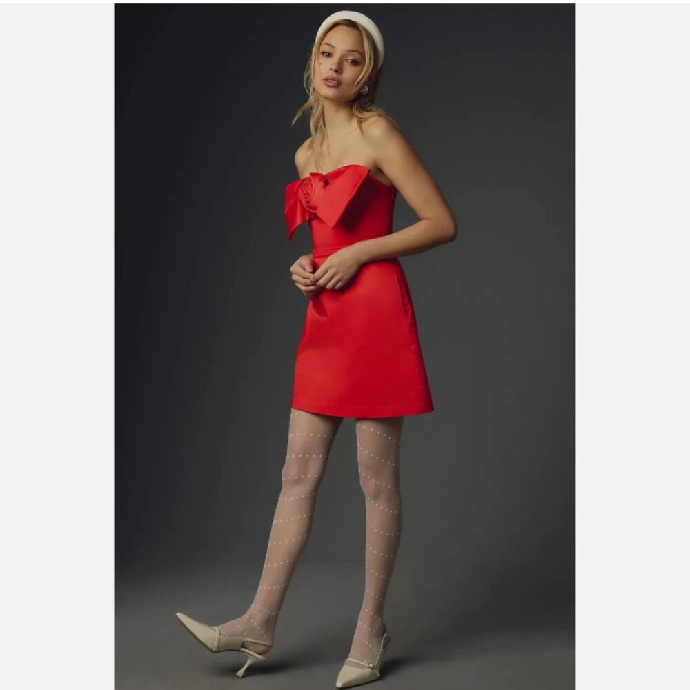 Brand New HUTCH 3D Rosette Strapless Mini Dress